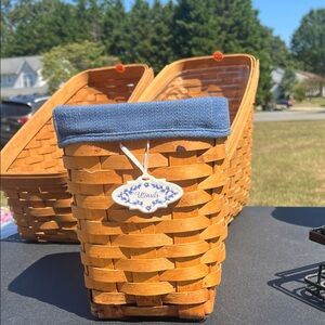 Longaberger Basket with Blue Fabric Accent